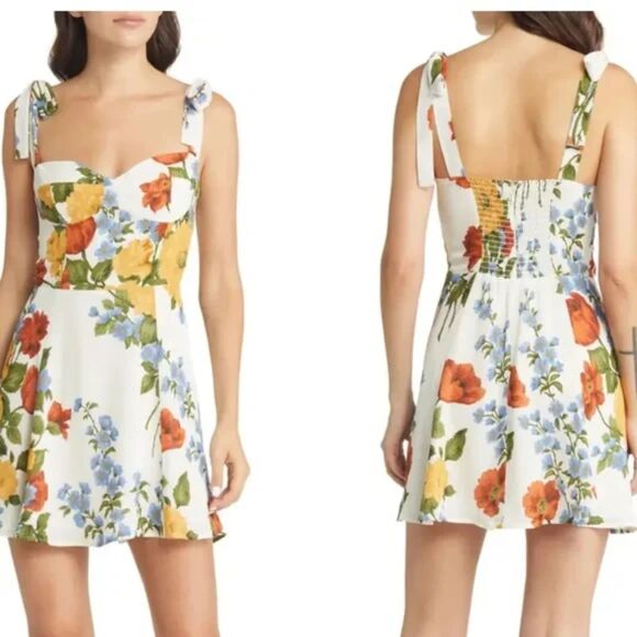 Reformation Dresses & Skirts - Reformation Niara Dress in Formosa Floral Mini Cottagecore Milkmaid Summer Sz 2